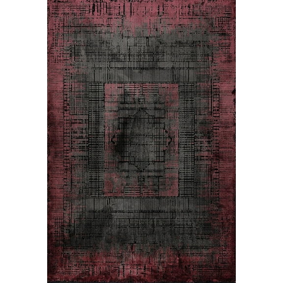 Burgundy Abstract Area Rugs for Living Room Washable Rugs Boho Moroccan Area Rug Soft Neutral Geometric Bohemian Carpet Distressed Indoor Rug for Bedroom Dining Room Office Foldable Nonslip Rug