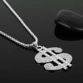 thumbnail image 3 of GKNET Silver CZ Dollar Pendant Necklace Mens Punk Hip Hop Rock Biker Delicate Jewelry Chain 24", 3 of 4