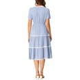 thumbnail image 5 of INSPIRE CHIC Women's Square Neck Short Sleeve Lace Trim Tiered Midi Dresses, 5 of 7