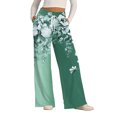 thumbnail image 2 of Women's Casual Wide Leg Sweatpants, Loose Floral Print Sports Pants, Fashion Lounge Pants for Women, Perfect for Home and Outdoor Activities,Green,2XL, 2 of 7