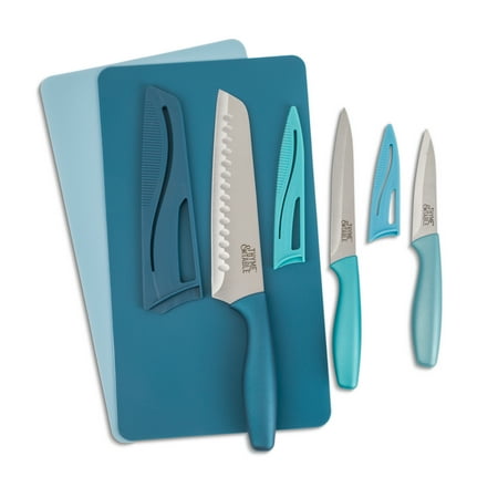 Thyme & Table Knife & Cutting Mat 5-Piece Set, Blue