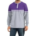 thumbnail image 4 of Hearthz Mens Henley Shirts Long Sleeve Fall 3-Button Color Block Big and Tall Shirts for Men Crew Neck Baseball Cotton T Shirts, 4 of 7