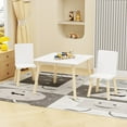 thumbnail image 3 of Kids Table and 2 Chairs Set,3 Pieces Toddler Table and Chair Set,Wooden Activity Play Table Set (White),White Solid Wood+Mdf Furniture Youth Kids Baby Furniture, 3 of 8