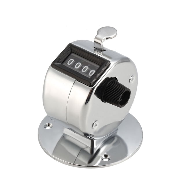 Contador de mano Uxcell 4 dígitos Número Contador mecánico de metal Mini Clicker de mano tono plateado