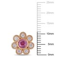 thumbnail image 2 of Everly Women's 5/8ct TGW Pink Sapphire & 3/8ct TW Diamond 14k Rose Gold Flower Stud Earrings, 2 of 6