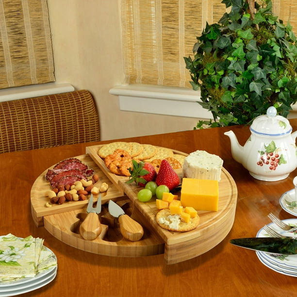 Picnic at Ascot Florence Transforming Bamboo Cheese Board Set with 2