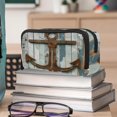 thumbnail image 6 of PhooArto Pencil Case, Brown Anchor Wooden Board Large Capacity Pencil Pouch Stationery Pen Bag, 6 of 7