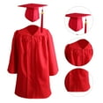 thumbnail image 4 of 2Pcs/Set Long Sleeve Zipper Closure Loose Graduation Gown Children School 2022 Graduation Cap Gown Suit for Ceremony, 4 of 8