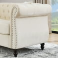 thumbnail image 5 of 58.8" Chesterfield Sofa Black Velvet for Living Room, 2 Seater Sofa Tufted Couch with Rolled Arms and Nailhead for Living Room, Bedroom, Office, Apartment, Two Pillows (Beige), 5 of 11