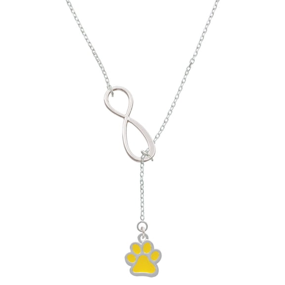 Delight Jewelry Silvertone Medium Translucent Yellow Paw Silver tone Elegant Infinity Lariat Necklace