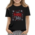 thumbnail image 2 of Amidoa Girls Short Sleeve Graphic Summer Crewneck Independence Day T Shirts Kids Casual Tops Black Size 5T, 2 of 5