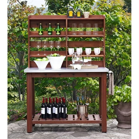 Pemberly Row Zinc Top Indoor Or Patio Island Buffet With Hutch