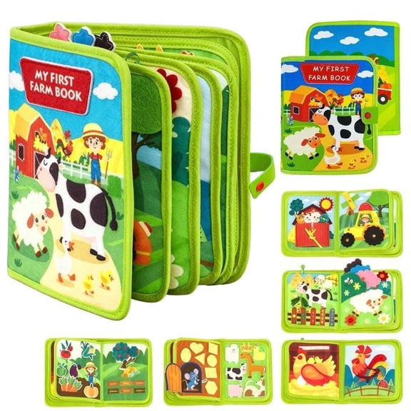 Busy Board Farm Busy Book Developing Sensory Board Montessori Toys for Toddler Travel Toys Green
