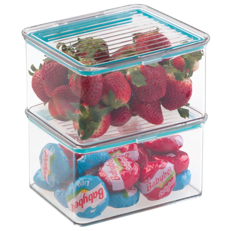 iDesign Stackable Refrigerator and Pantry Berry Crisp Bin, BPA-Free  Plastic, Clear and White - Walmart.com
