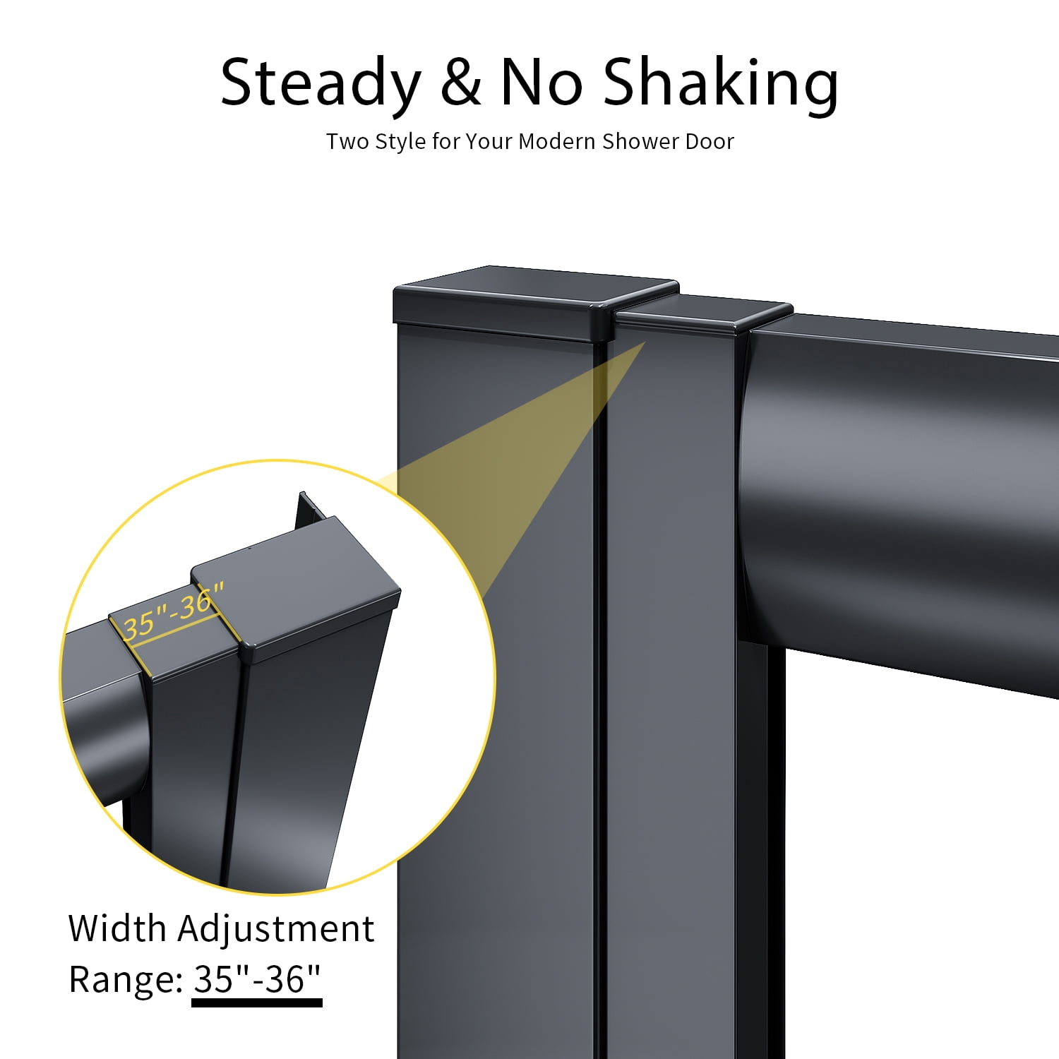 Sunny Shower Corner Entry Sliding Shower Door 36 in.D x 36 in. W x 72 in. H in Black Shower Enclosure