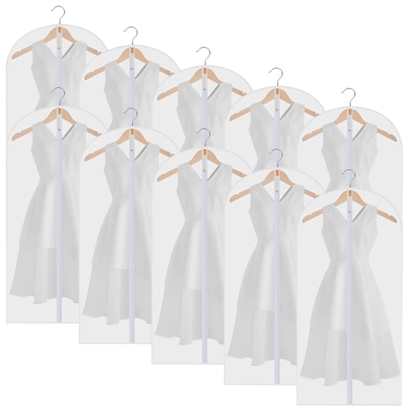Ogetok10 Pcs Dustproof Protective Cover for Clothes - All-Purpose Plastic Garment Bag with Zipper 24 x 48 inch, Travel & Home Storage Essentials