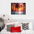 thumbnail image 4 of Creowell Window View of Hawaii Seascape Canvas Wall Art Tropical Palm Tree Picture Prints Sunset at Ocean Landscape Painting Nature Scenery Artwork for Bathroom Office Bedroom Decor 20x16 in/16x12 in, 4 of 4
