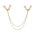 thumbnail image 2 of Men Lapel Pin Antler Decor Double Chains Anti-slip Dress-up Polished Suit Coat Collar Pin Coat Brooch Adult Clothes Hats Bags Jewelry, 2 of 7