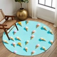thumbnail image 3 of Blue Ice Cream Large Area Rugs for Bedroom Living Room, Soft Non Slip Carpet Bedside Rug, Summer Colorful Ice Cream Round Floor Cover Kitchen Accent Rug 8' for Dining Room/Office, 3 of 9