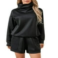 thumbnail image 1 of Survêtements 2 Pcs pour Femmes avec Sweat à Col Roulé Ample et Shorts, 1 of 9