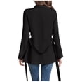 thumbnail image 3 of Drovellove Women's Long Sleeve Lapel Button Blazer Jacket with Belt - Solid Color Fall Winter Office Cardigan Coat, 3 of 9