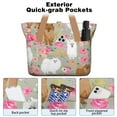 thumbnail image 2 of Tote Bag for Women - Pomeranian Dog and Flower Floral Shoulder Bag - Large Utility Work Duffle Bag with Zipper Handbag for Travel, Work, Sprots, 2 of 5