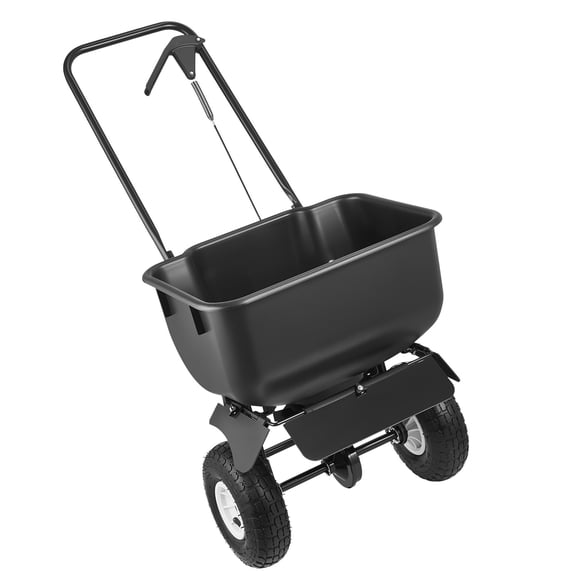 KFFKFF Push Lawn Spreader with 12ft Spread Width, 80lbs Capacity, and 10-inch All-Terrain Wheels, Walk-Behind Spreader for Seeds, Fertilizer, and Ice Melt