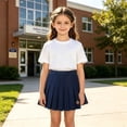 thumbnail image 3 of Fozruso Pleated High Wiaist School Uniform Skirts for Girls A-Line Classic Pleated Skirt for Toddlers and Kids(Blue), 3 of 7