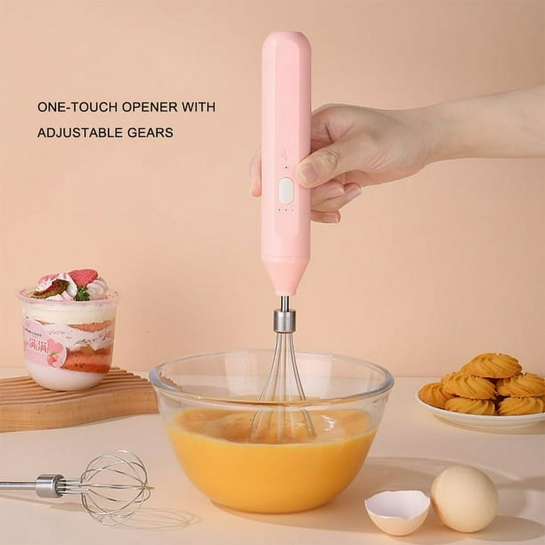 SkyAuks Mini Hand Mixer Electric Handheld Kitchen Mixer Egg Beater USB Rechargeable Hand Mixer for Baking Cake Egg White Yeast Dough Include 3