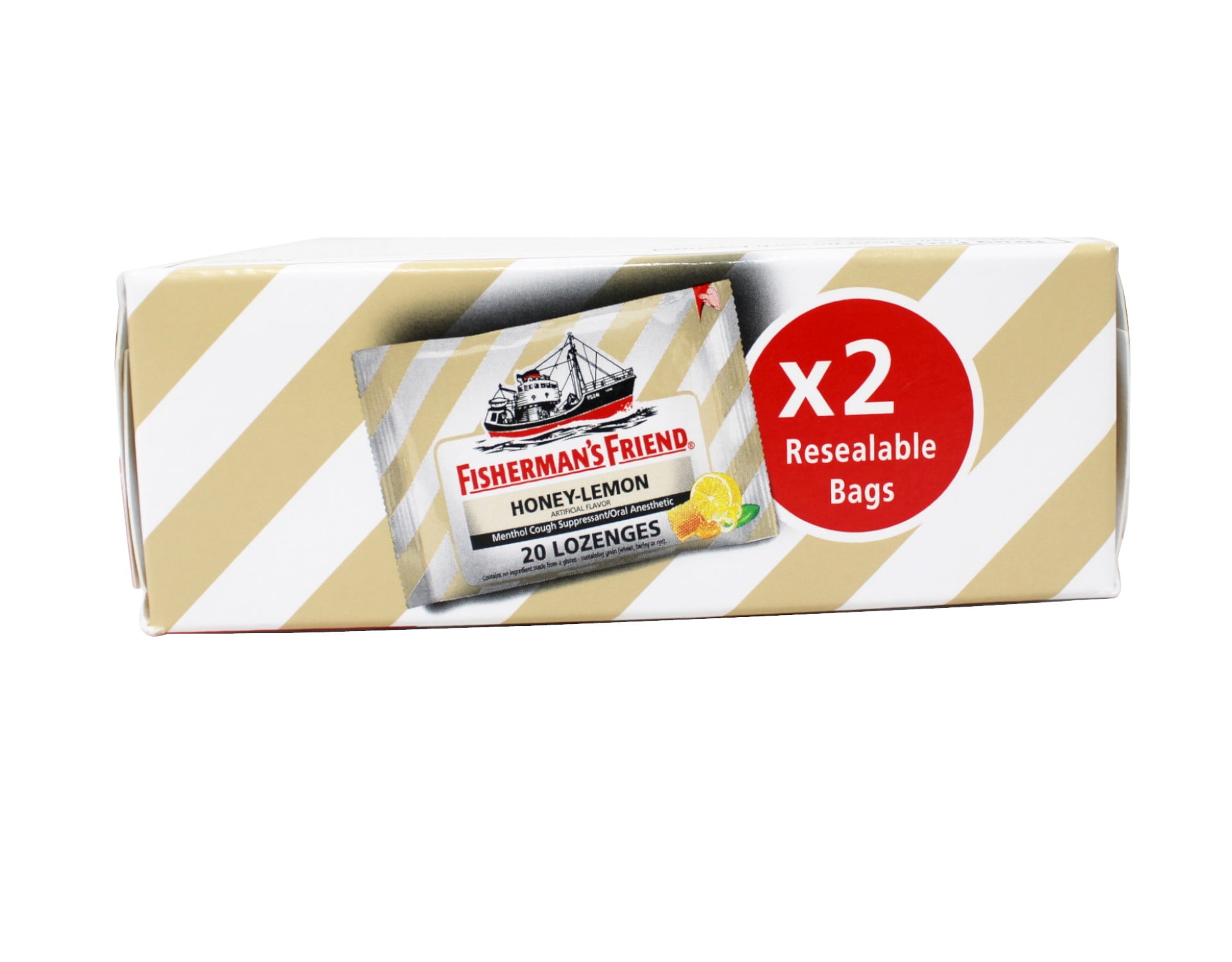 Fisherman's Friend Cough Drops, Cough Suppressant and Sore Throat Lozenges, Sugar Free Honey-Lemon, (5 Packs of 40)