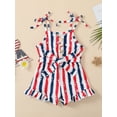 thumbnail image 3 of Hirigin 4th of July Toddler Girl Outfit Stars Stripe Flag Tie-Up Romper Overall Shorts 12M 18M 2T 3T 4T 5T Girls Fourth of July Clothes, 3 of 8