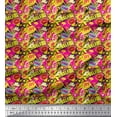 thumbnail image 1 of Soimoi Yellow Georgette Viscose Fabric Text,Lipstick & High Heels Fashion Printed Craft Fabric by the Yard 42 Inch Wide, 1 of 1