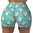 thumbnail image 2 of Balery Pig And Flower Pantalones cortos de entrenamiento estampados para mujer, sin costuras, ajustados, para gimnasio, yoga, correr, deportes, ejercicio activo, fitness.-Small, 2 of 8
