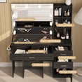 thumbnail image 5 of Vabches Vanity Set with Lighted Mirror & Glass Top, Makeup Table with 3 Drawers and Lots of Shelves, Black, 5 of 9