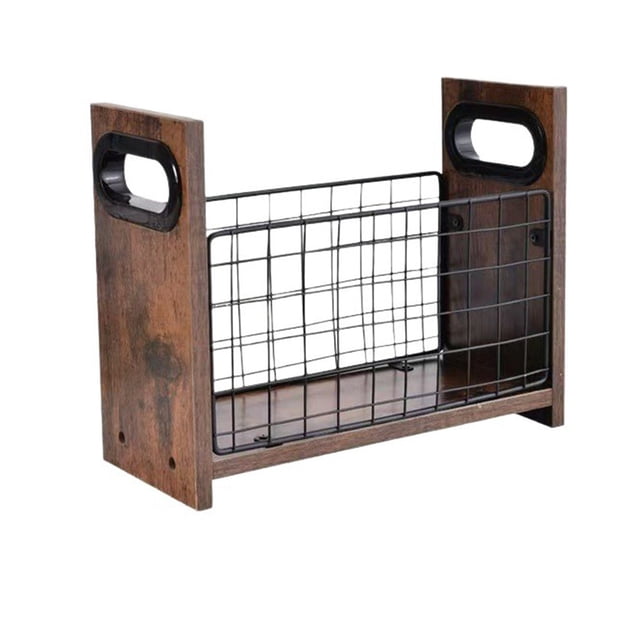 Stylish Metal and Wood Magazine Rack for Home Organization Efficient Mail and File Storage Holder