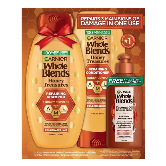 Garnier Whole Blends Honey Treasures Shampoo & Conditioner Holiday Gift Set, 1 Kit