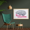 thumbnail image 2 of Vintage Wall Art with Frame, Positive Words on Human Brain Intelligence Head Skull Humor Modern Image Art, Printed Fabric Poster for Bathroom Living Room, 35" x 23", Pink Dark Blue, by Ambesonne, 2 of 2