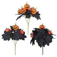 thumbnail image 6 of LHWEN Artificial Garland Silk Garcinia Flowers Green Leaves Halloween Pumpkin Branches Artificial Black Maple Leaves Bouquet With Stems Gothic Silk Twigs For Fall Vases Floral Arrangement DIY, 6 of 9