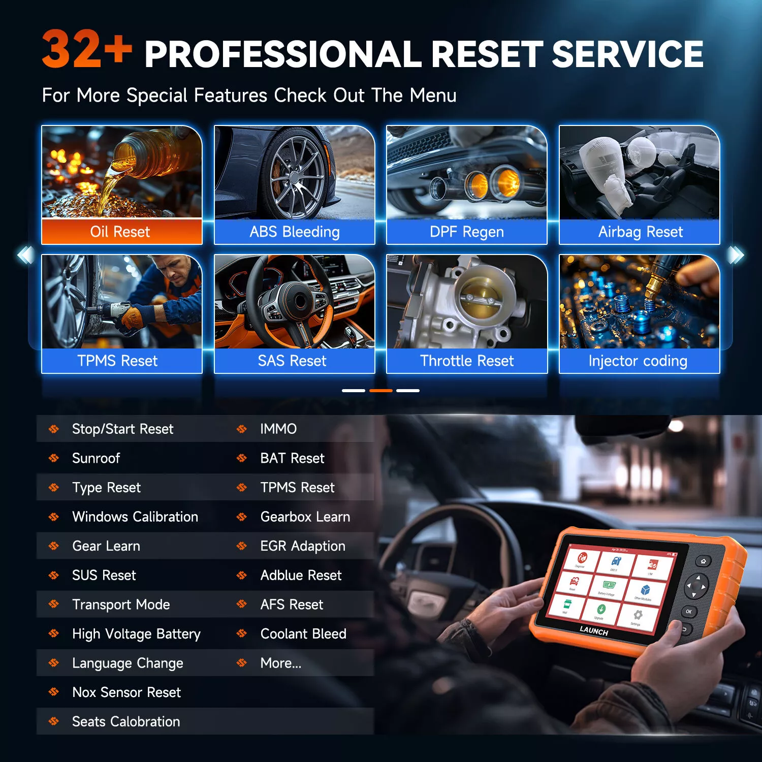 LAUNCH CRP 919C Bidirectional Scan Tool, All System Diagnostic OBD2 Scanner, Active Test, ABS Bleeding/Oil Reset Code Reader with Auto Vin FCA Autoauth DoIP & CAN FD, 32+ Reset Service