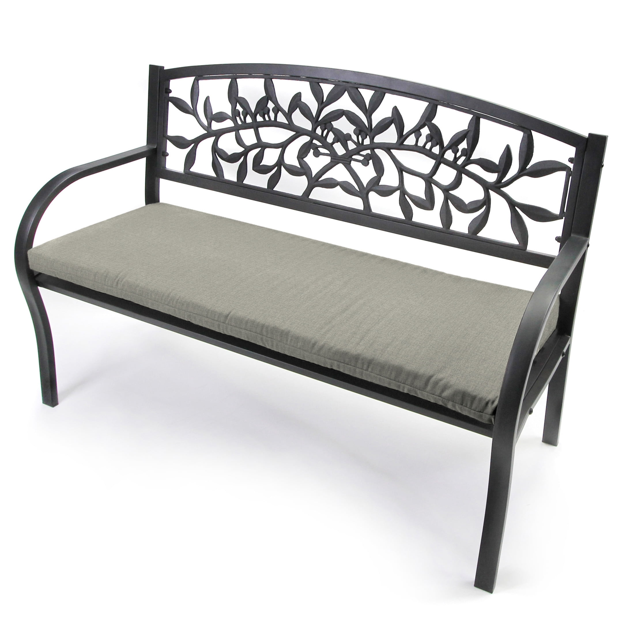 Jordan Manufacturing Sunbrella 48" x 18" Canvas Beige Crosshatch Rectangular Outdoor Settee Swing Bench Cushion with Ties