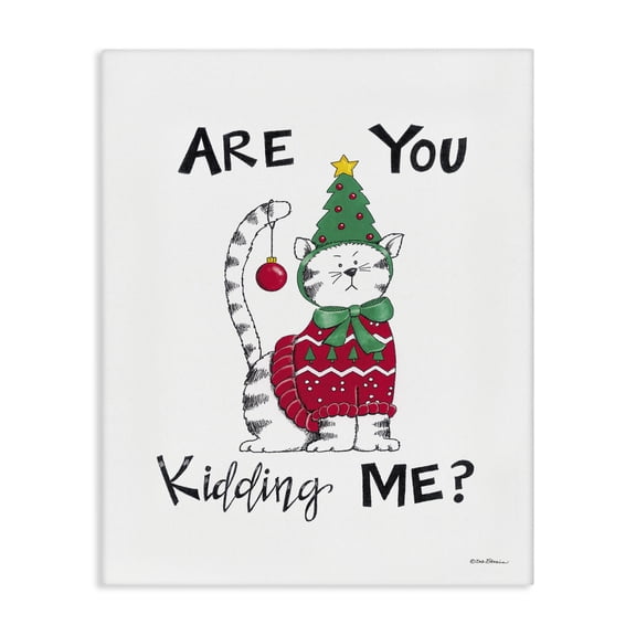 Stupell Industries Cottage Cat in Christmas Costume Canvas Art, 16 x 20, by Deb Strain