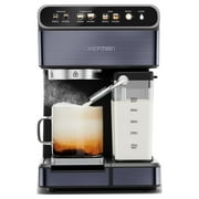 Chefman Espresso Machine w/ Milk Frother, 15 Bar Pump, Digital Display - Black Stainless Steel, New