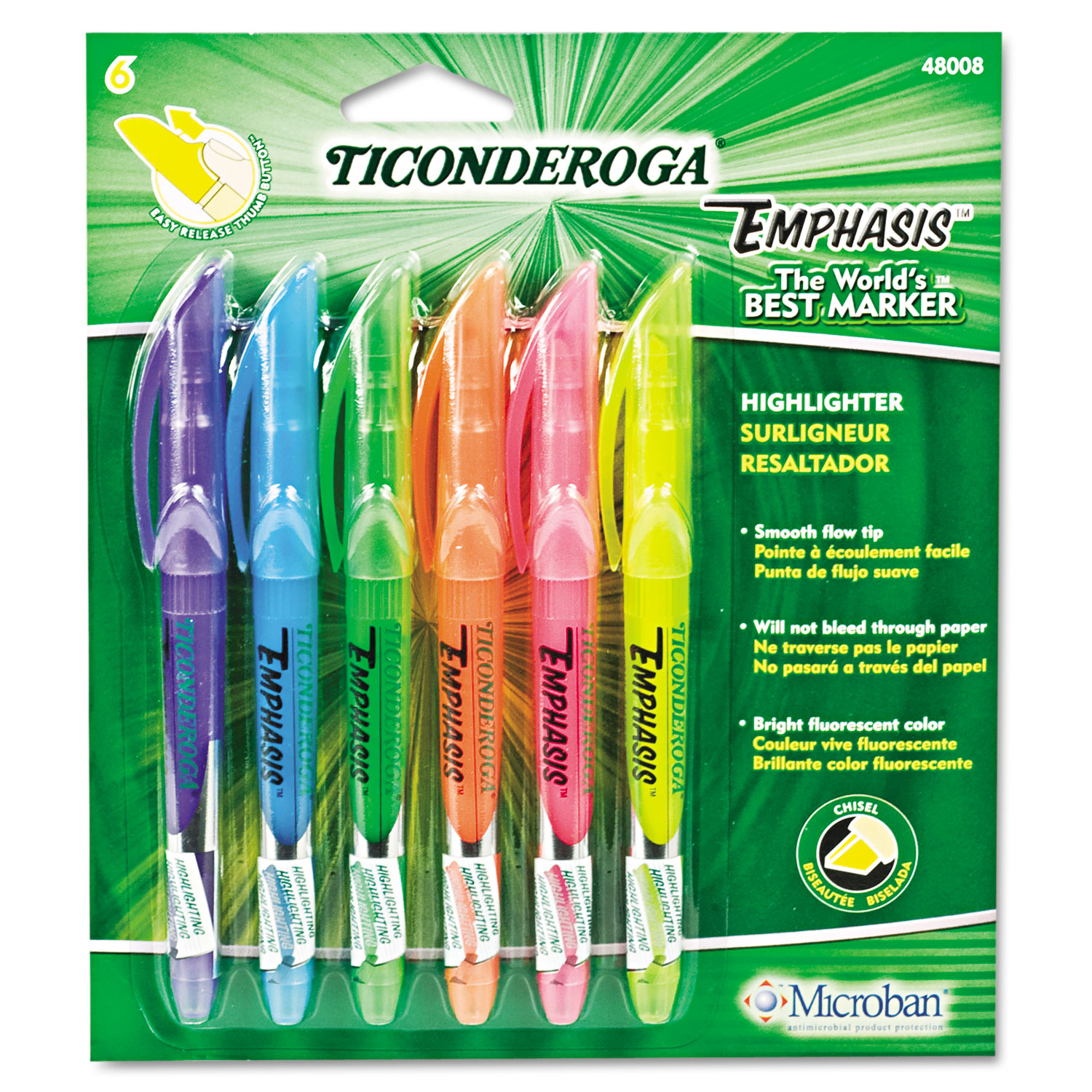 Dixon, DIX48008, Fluorescent Colours Pocket Highlighters, 6 Per Set