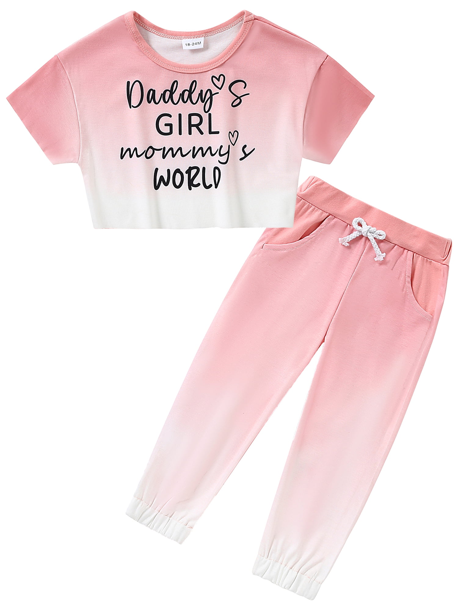 CARETOO Toddler Girl Clothes Baby Outfits Tie Dye Short Sleeve Shirt Long Pants 2PCS Clothing Set