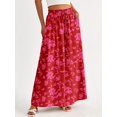thumbnail image 6 of Women Casual High Waist Wide Leg Pants Summer Long Palazzo Pants Pocket Lounge Vacation Clothes Red Print XL, 6 of 8
