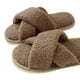 thumbnail image 3 of Zapatillas de casa con correa cruzada cómodas cálidas y esponjosas con puntera abierta para interiores y exteriores suela antideslizante para mujeres, 3 of 9