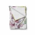 thumbnail image 2 of Floral Soft Flannel Fleece Throw Blanket, Rose Petals Sakura Lily Flowers Blooms Romance Florets Design, Cozy Plush for Indoor and Outdoor Use, 70" x 90", Fern Green Pale Pink, by Ambesonne, 2 of 6