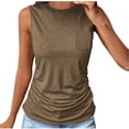 thumbnail image 1 of Blusas para las Mujeres Casual Verano Color Sólido Cuello Redondo Bolsillo sin Mangas Tanque Blusa, Poliéster Casual Top, Lavado de Manos, 1 of 6