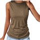 thumbnail image 1 of Blusas para las Mujeres Casual Verano Color Sólido Cuello Redondo Bolsillo sin Mangas Tanque Blusa, Poliéster Casual Top, Lavado de Manos, 1 of 6