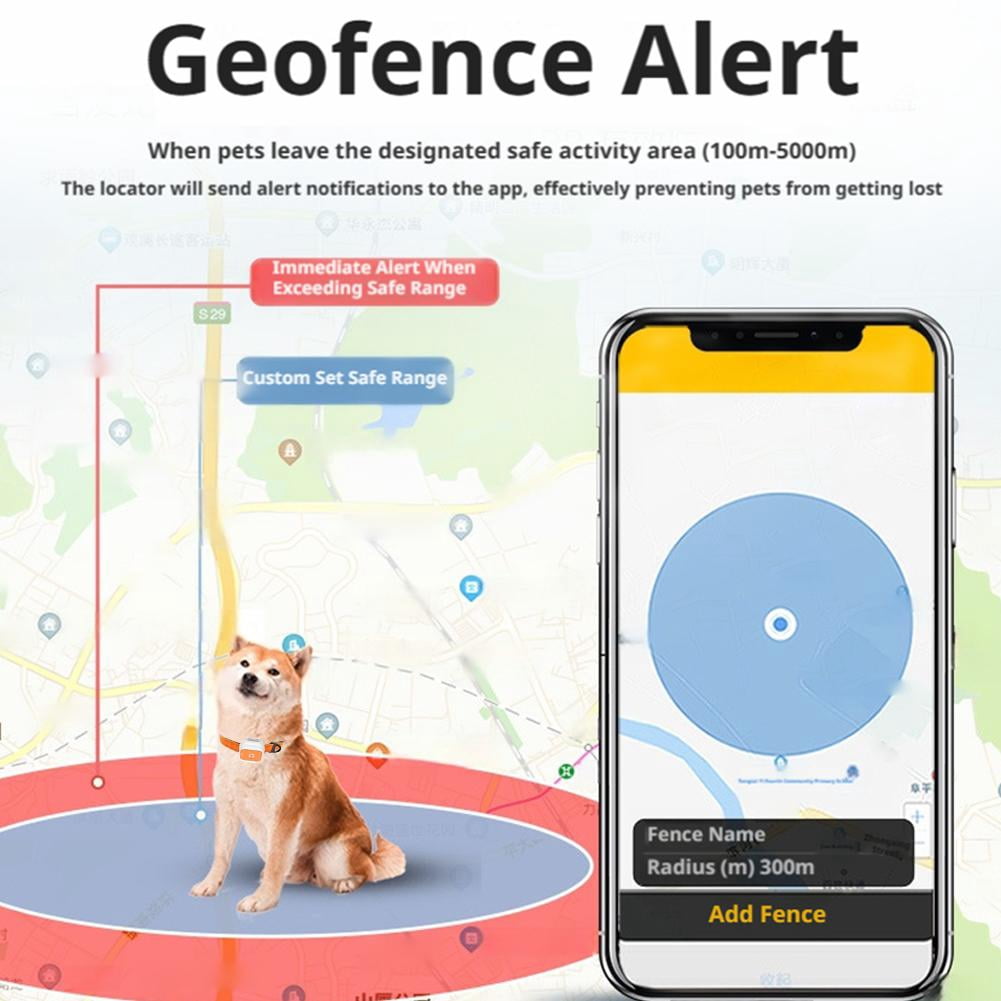 Dog GPS Tracker Collar, No Monthly Fee, Real-Time Location Tracking, Virtual Fence, Daily Historical Route, Activity Monitor & Sound Light Alert